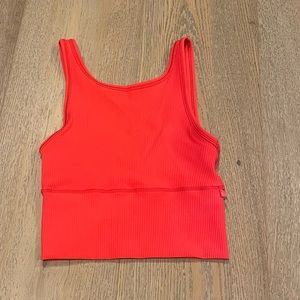 Power Pivot Ribbed Crop Tank Top Coral